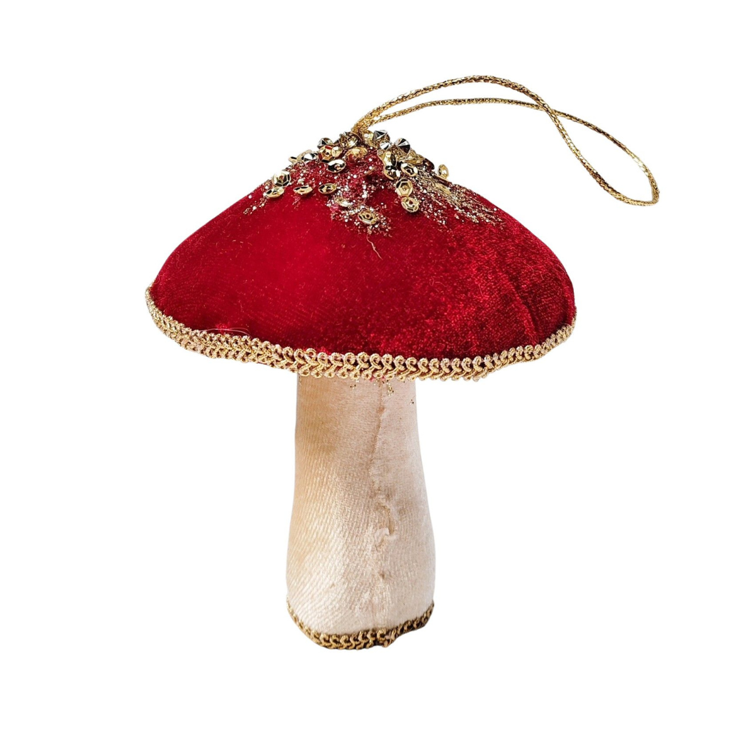 Glitter Mushroom Ornaments